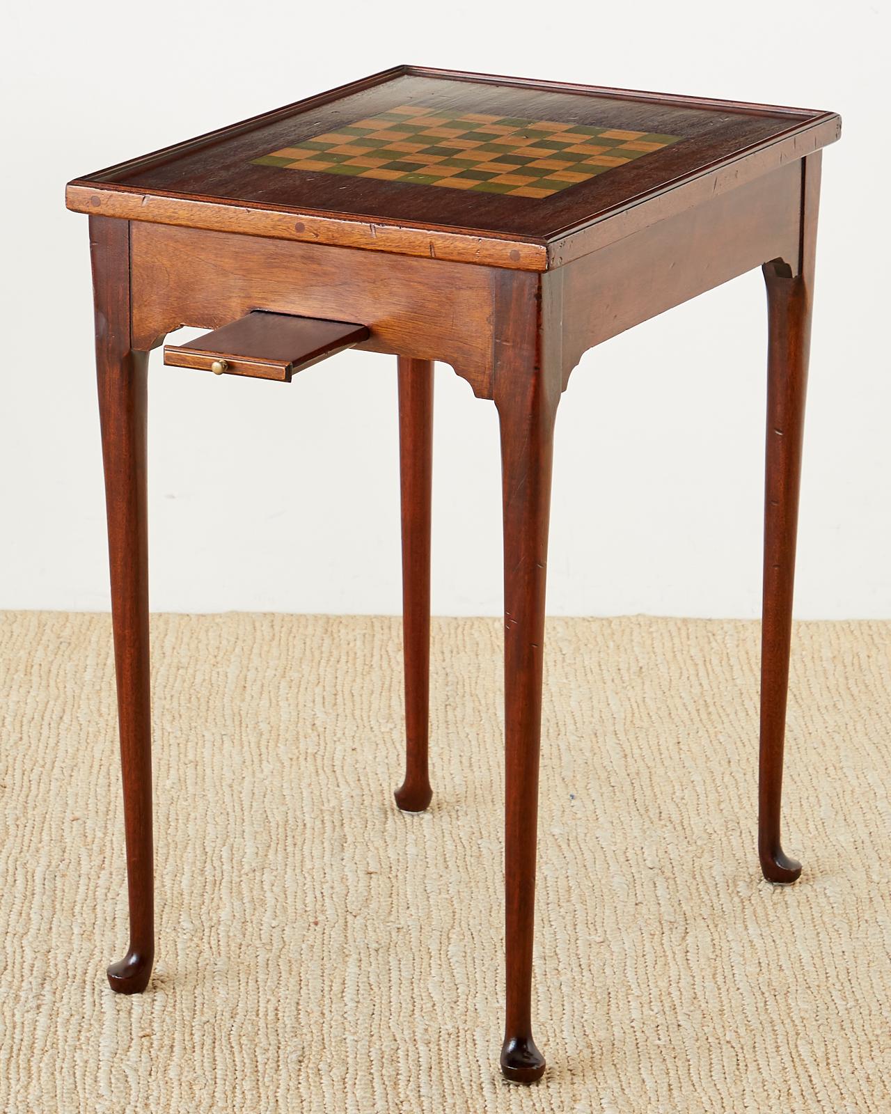 Hand-Crafted Queen Anne Style Mahogany Flip-Top Game Table