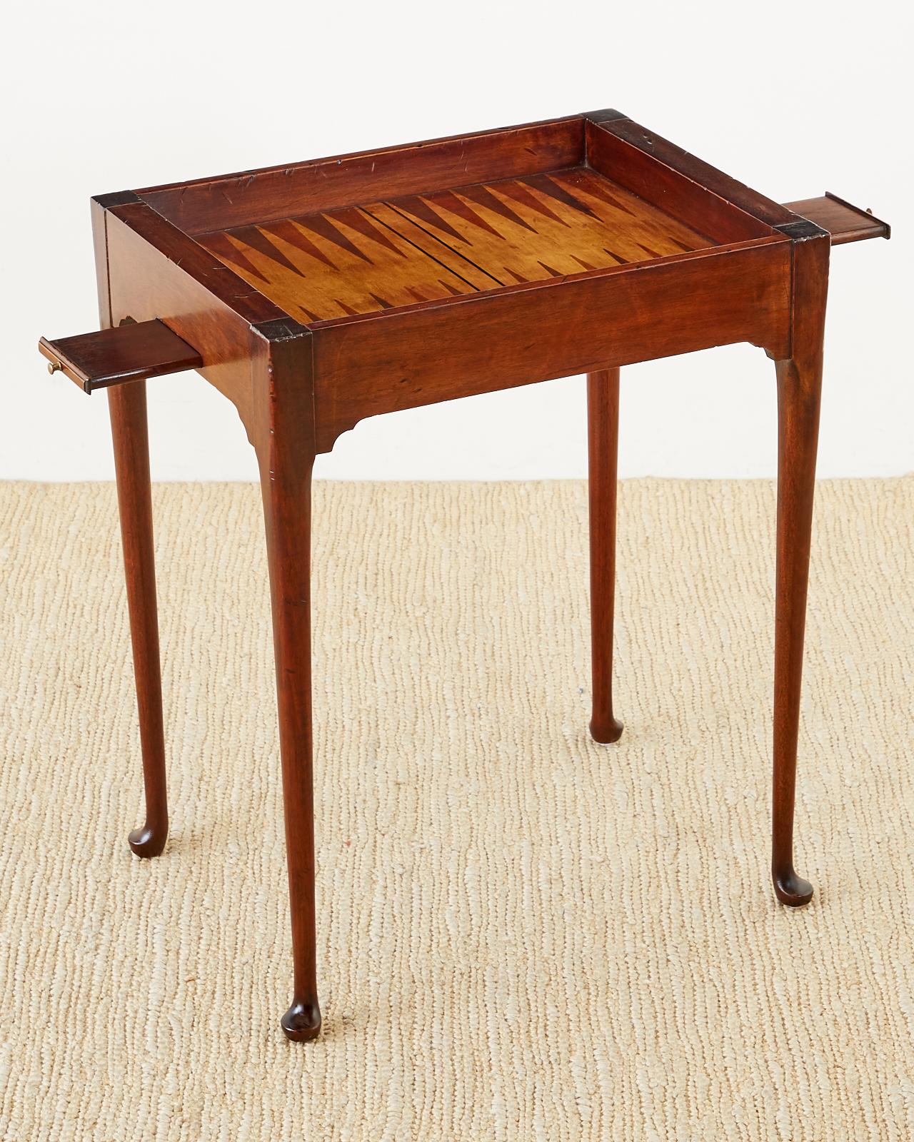 Queen Anne Style Mahogany Flip-Top Game Table 1