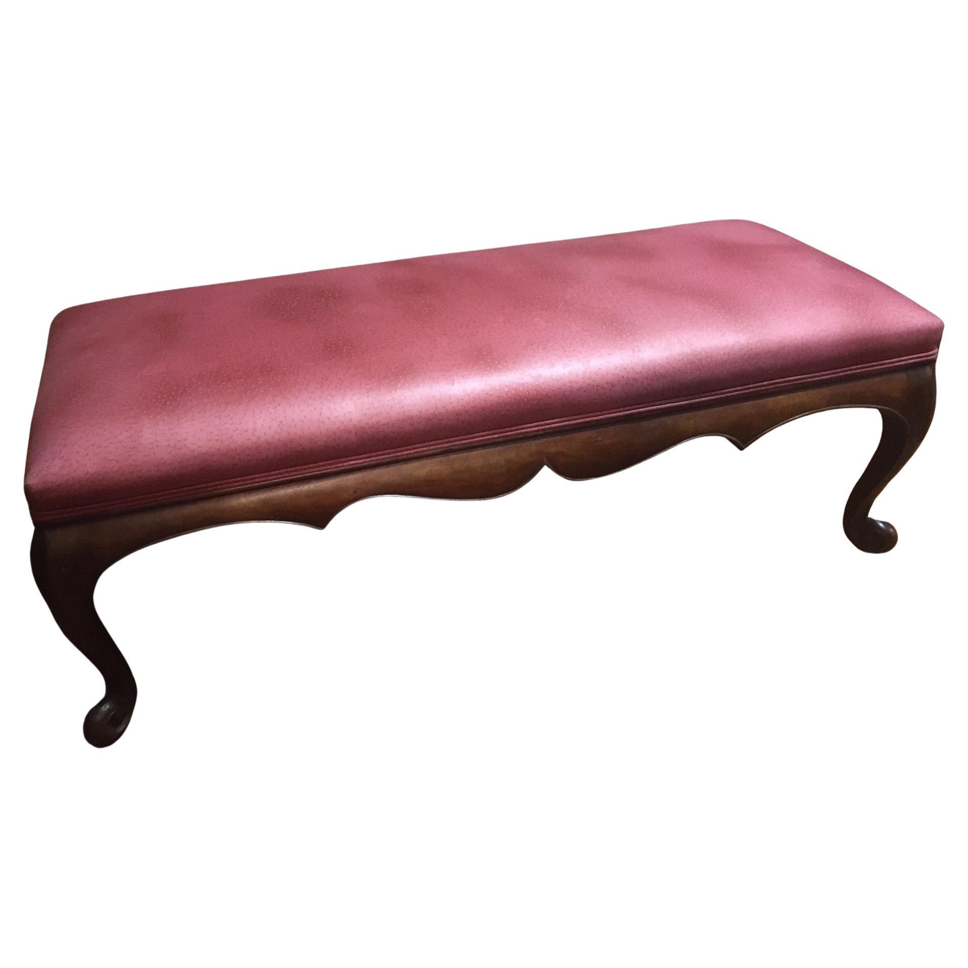 Queen Anne Style Mahogany Long Bench For Sale