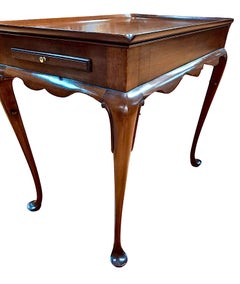 Queen Anne Style Mahogany Tea Table with Double Pullout Trays