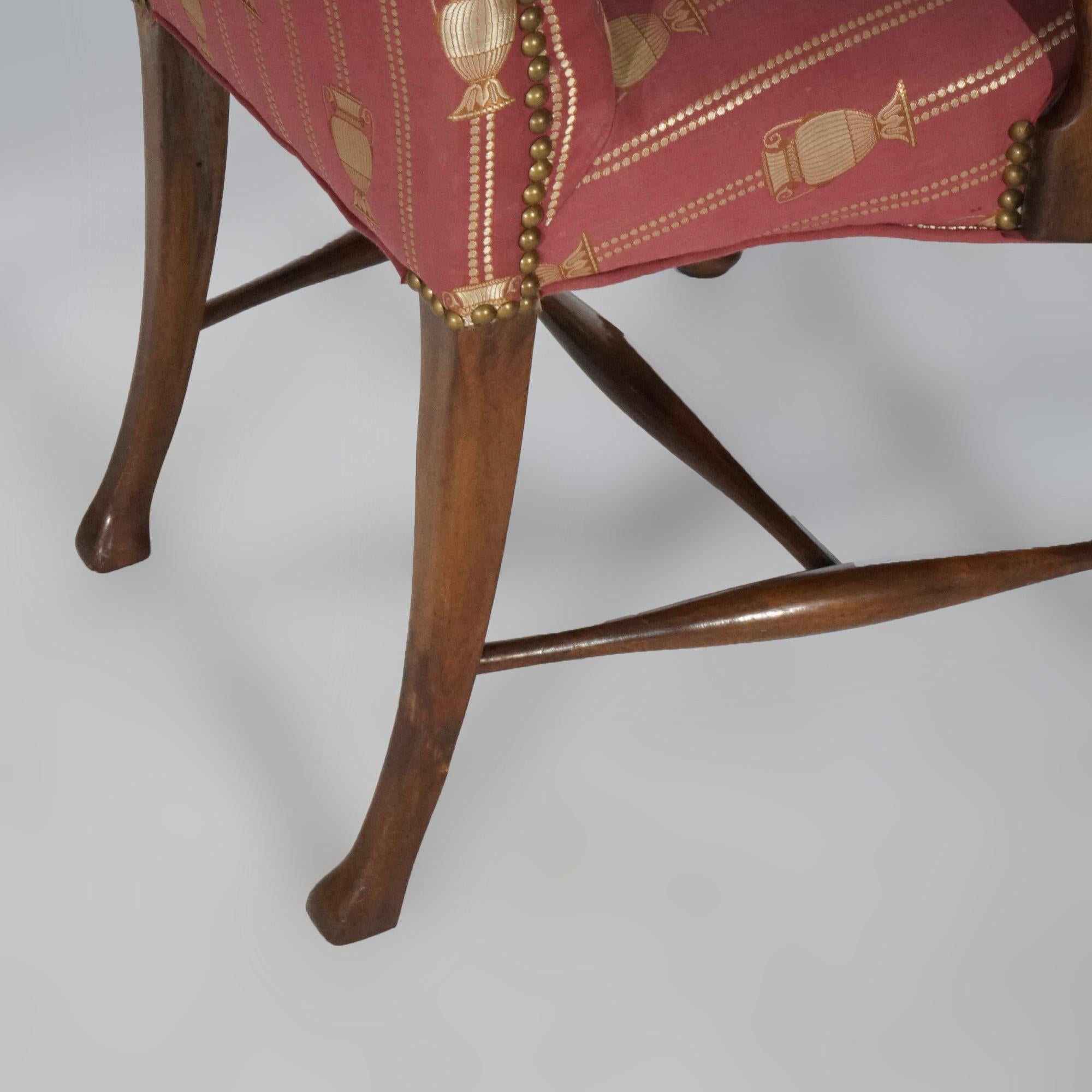 Queen Anne Style Mahogany Upholstered armchair, circa 1940 5