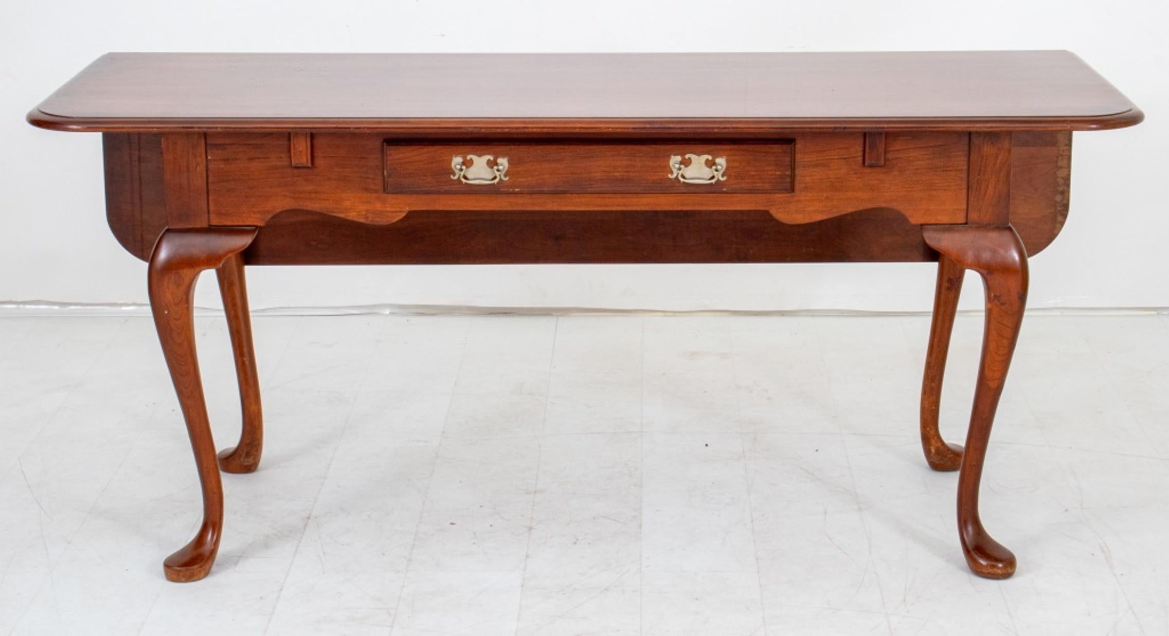 Queen Anne style metamorphic dining table or desk with single drawer, marked to interior 