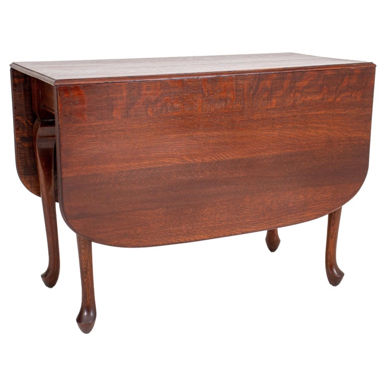 Queen Anne Style Oak DropLeaf Table For Sale at 1stDibs