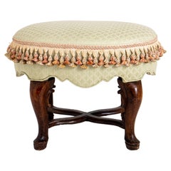 Antique Queen Anne Style Oval Bench