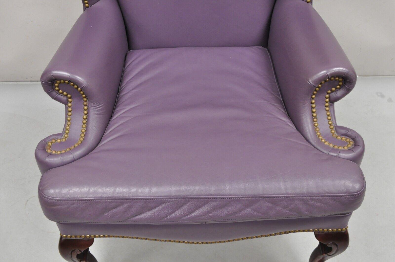 purple velvet wingback chair