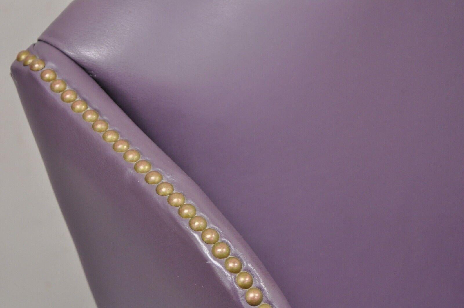 purple velvet wingback chair