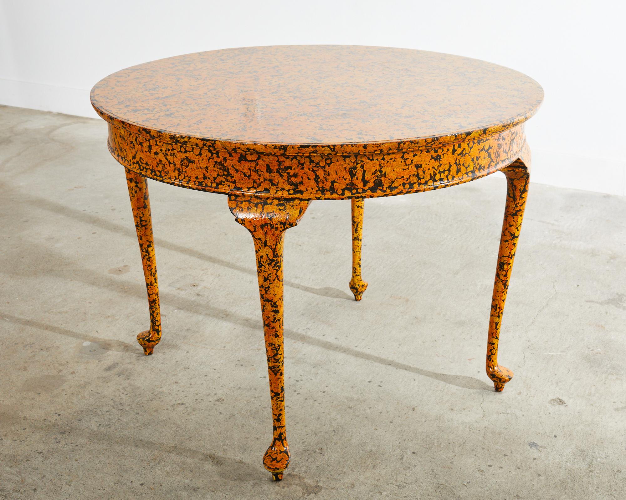 English Queen Anne Style Round Dining Table Speckled by Ira Yeager