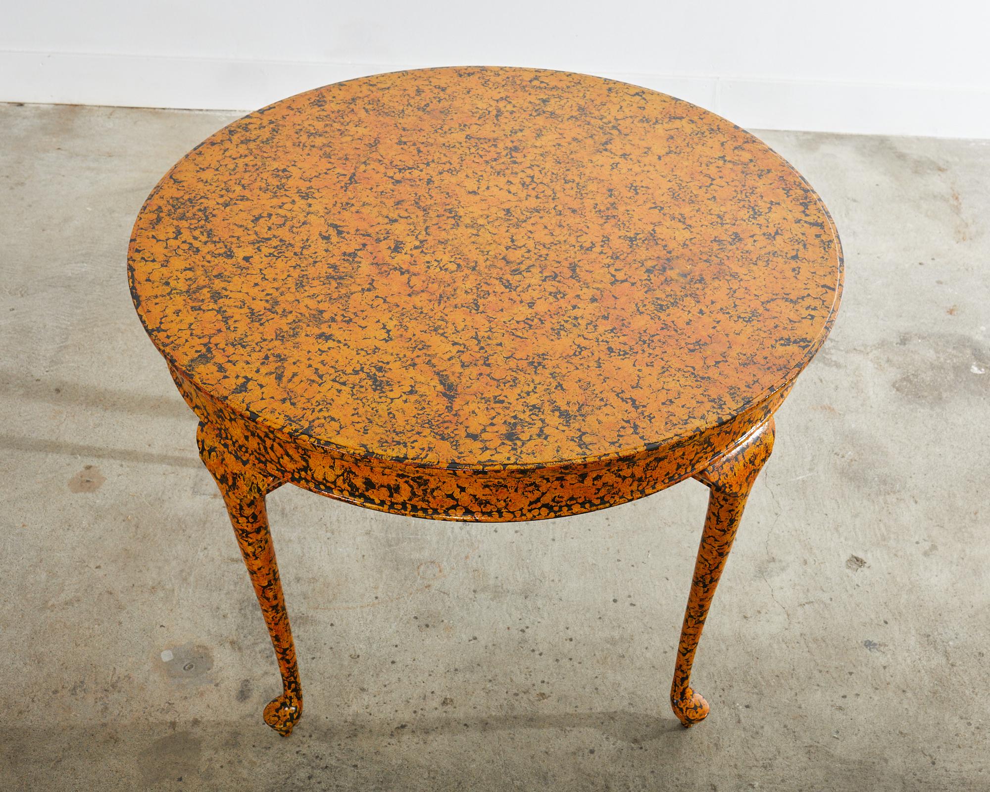 Painted Queen Anne Style Round Dining Table Speckled by Ira Yeager