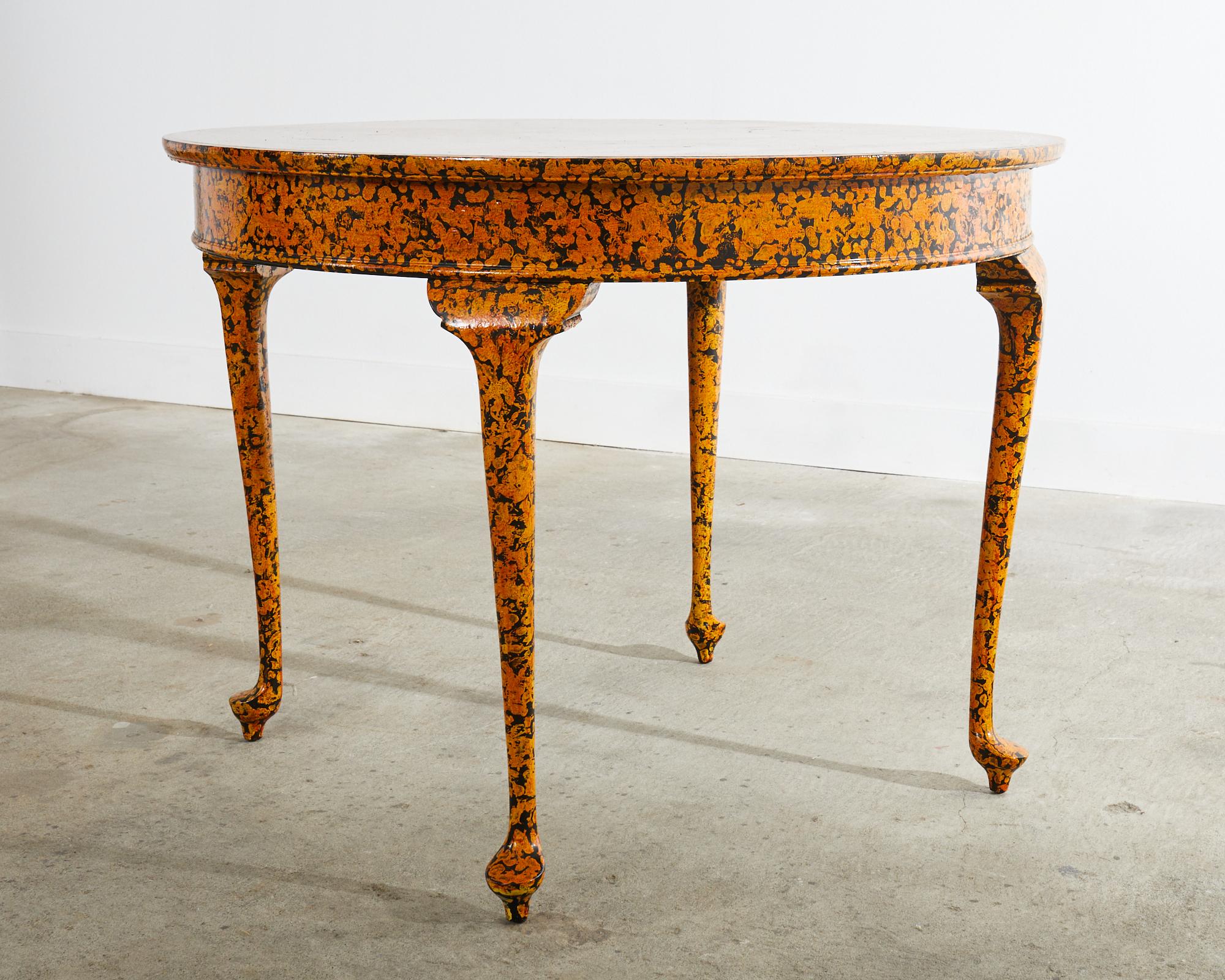 Queen Anne Style Round Dining Table Speckled by Ira Yeager In Good Condition In Rio Vista, CA