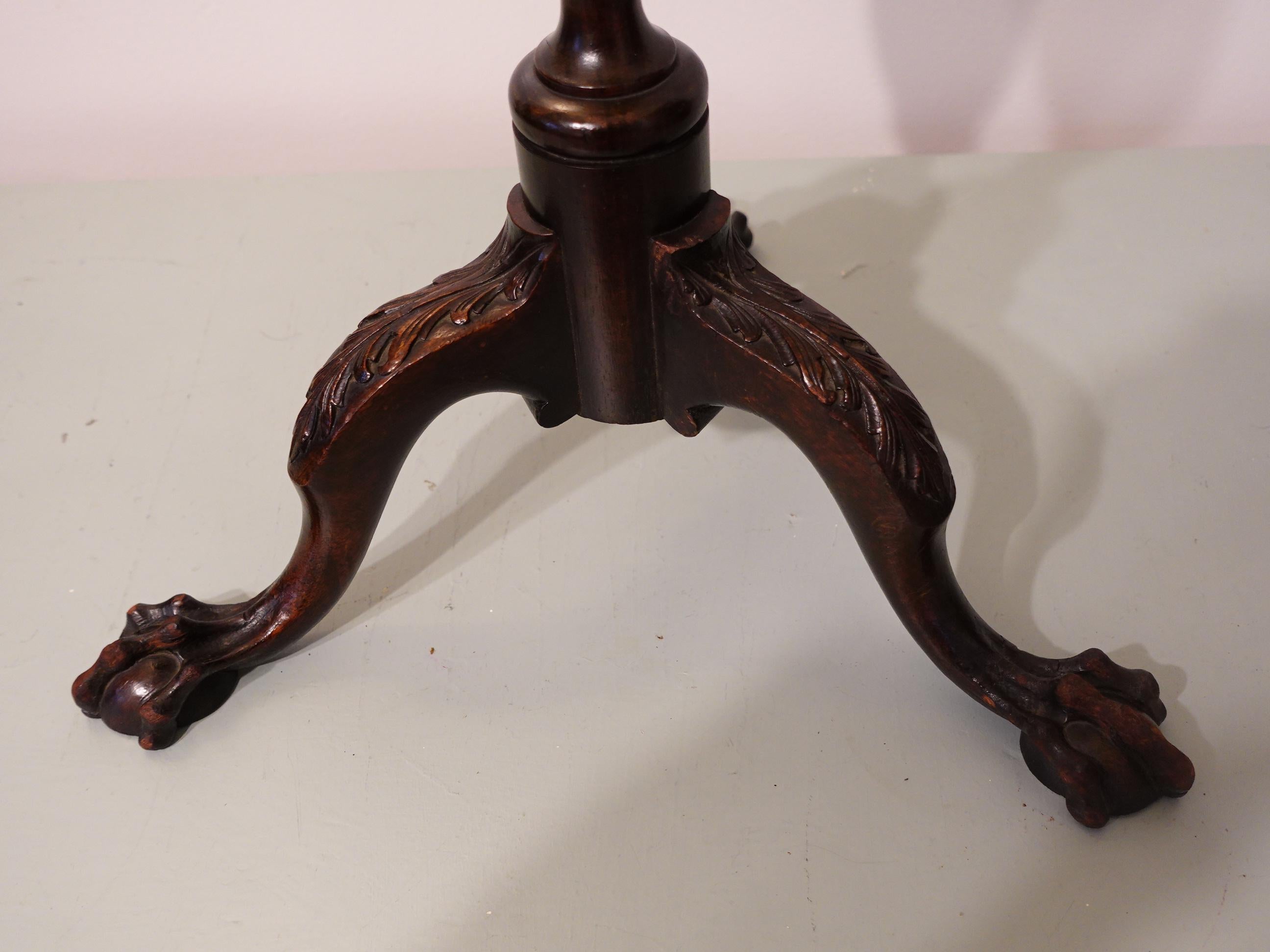 Wood 18th Century Chippendale Claw and Ball Foot Candle Stand For Sale
