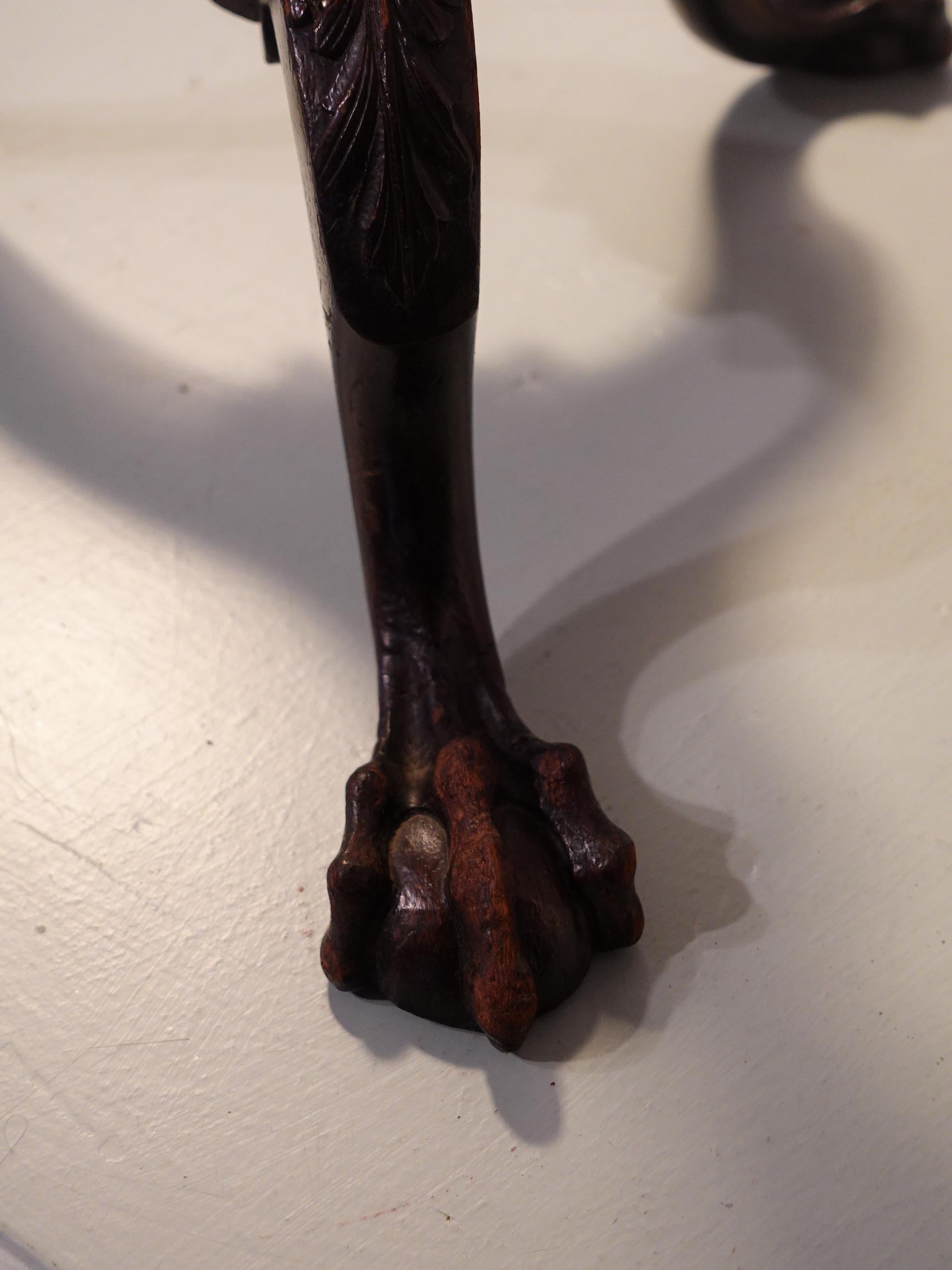 18th Century Chippendale Claw and Ball Foot Candle Stand For Sale 3