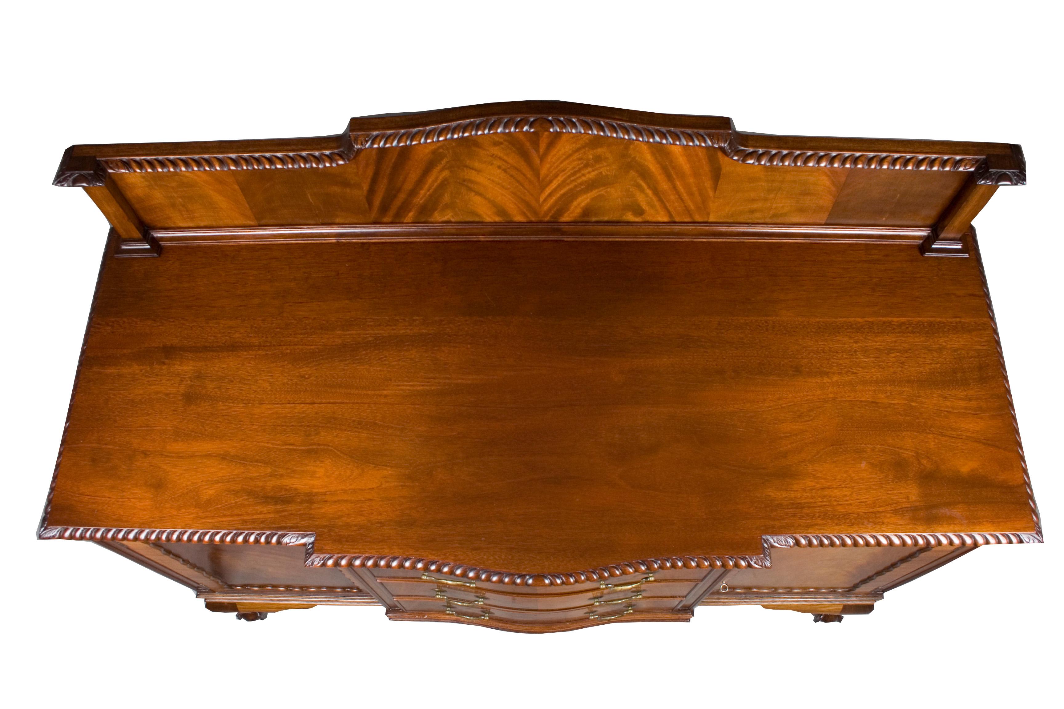 Mid-20th Century Queen Anne Style Sideboard Buffet with Back Splash For Sale