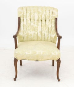 Queen Anne Style Silk Upholstered Armchair