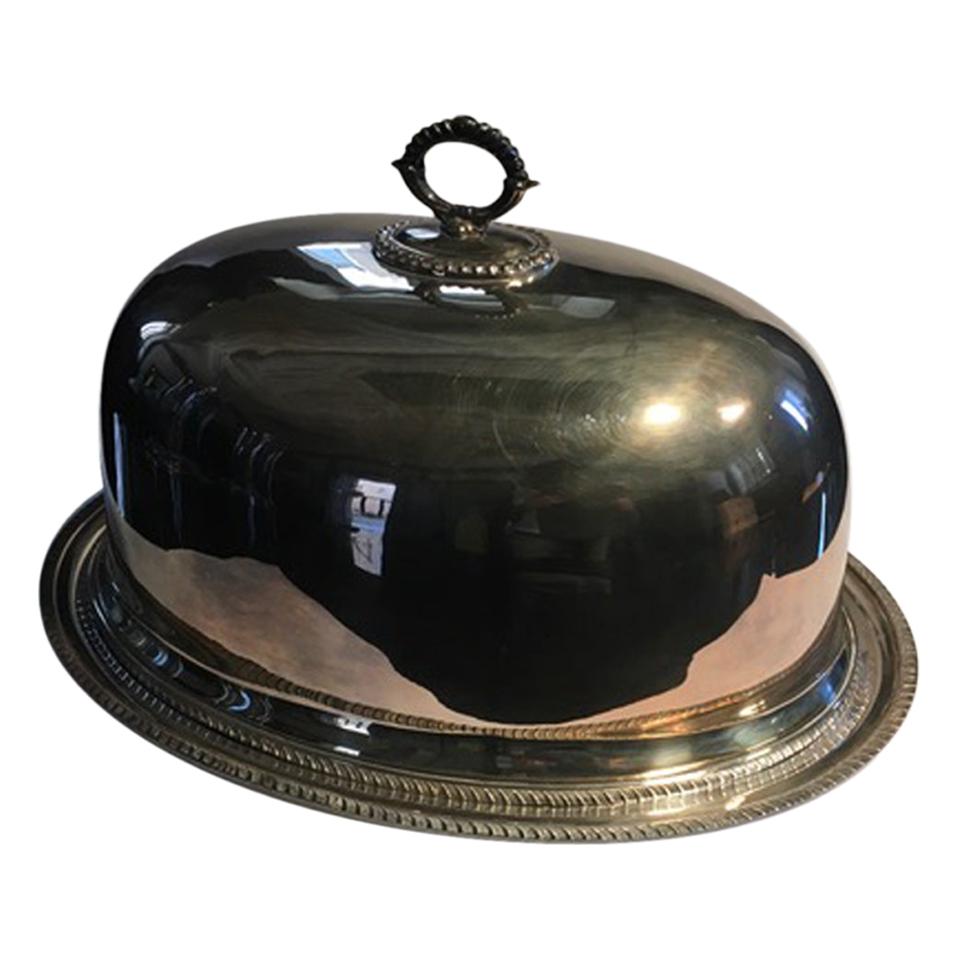 Queen Anne Style Silverplate Food Dome on Oval Tray