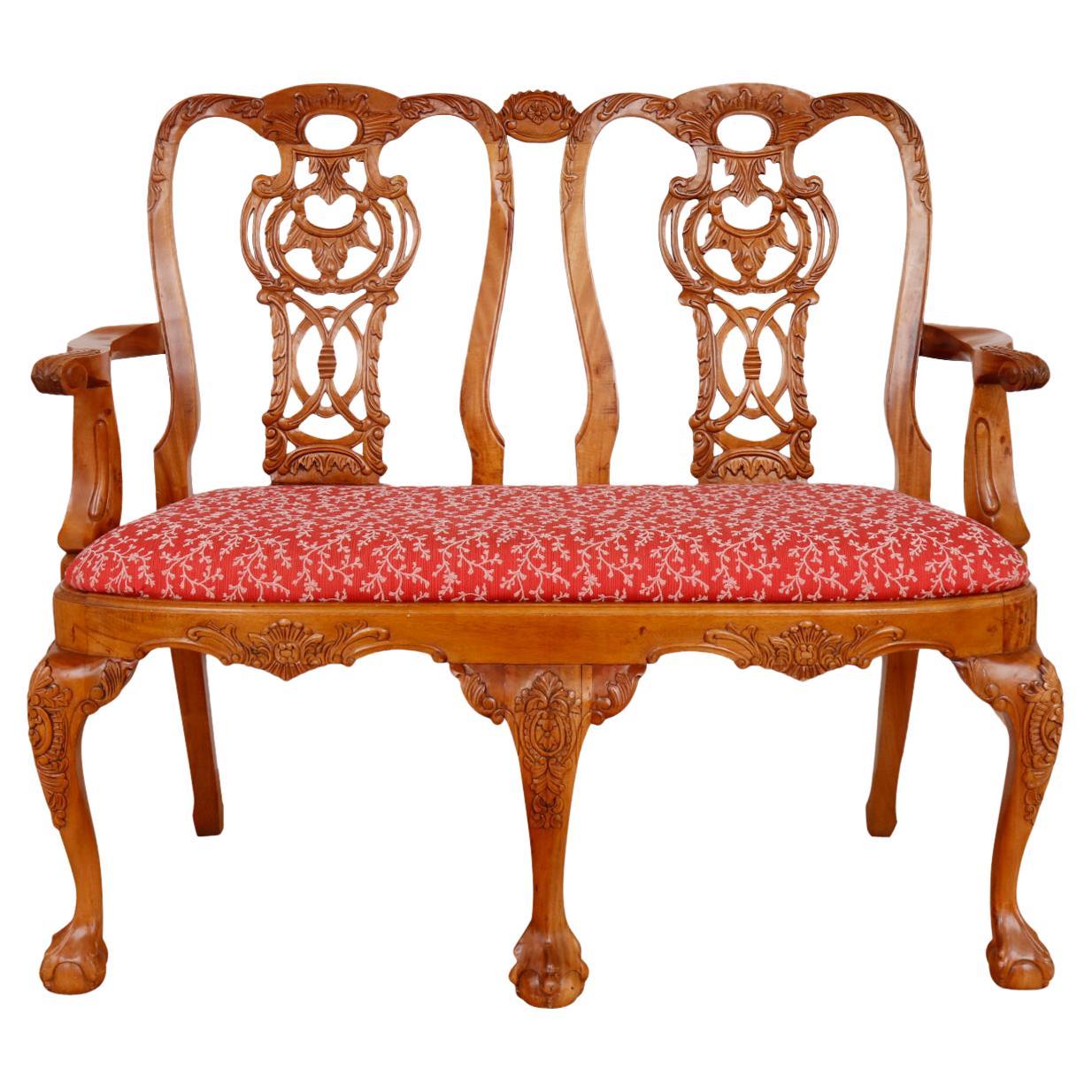 Queen Anne Style Two Seat Settee