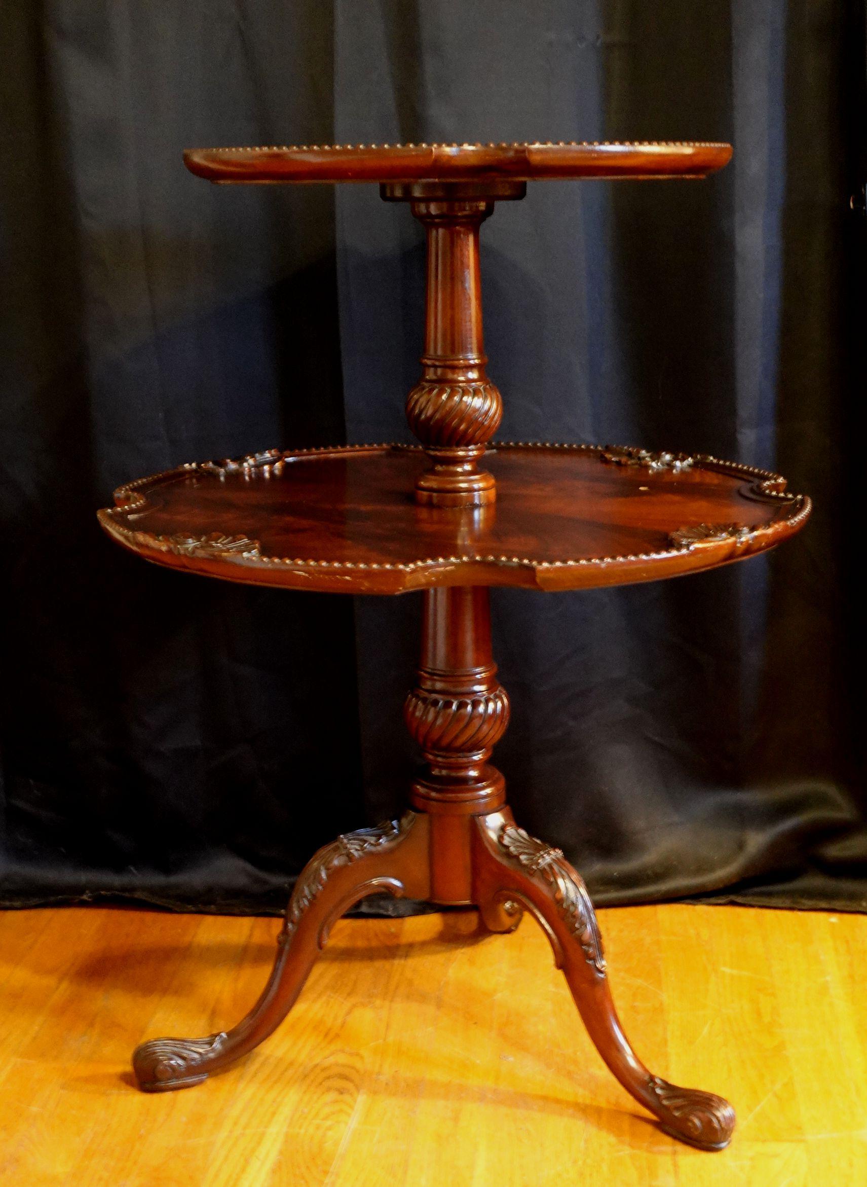 American Queen Anne Style Two Tier Dumbwaiter Table For Sale