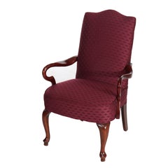 Queen Anne Style Upholstered Gentlemen’s Armchair 20thC