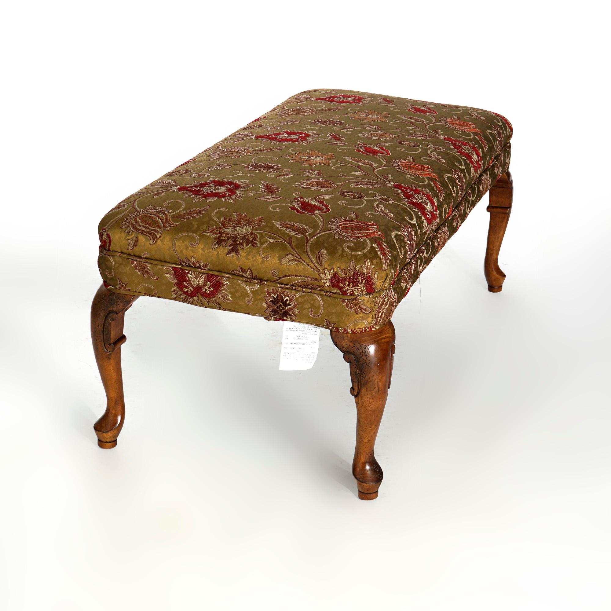 Queen Anne Style Upholstered Mahogany Long Bench 20th C In Good Condition For Sale In Big Flats, NY