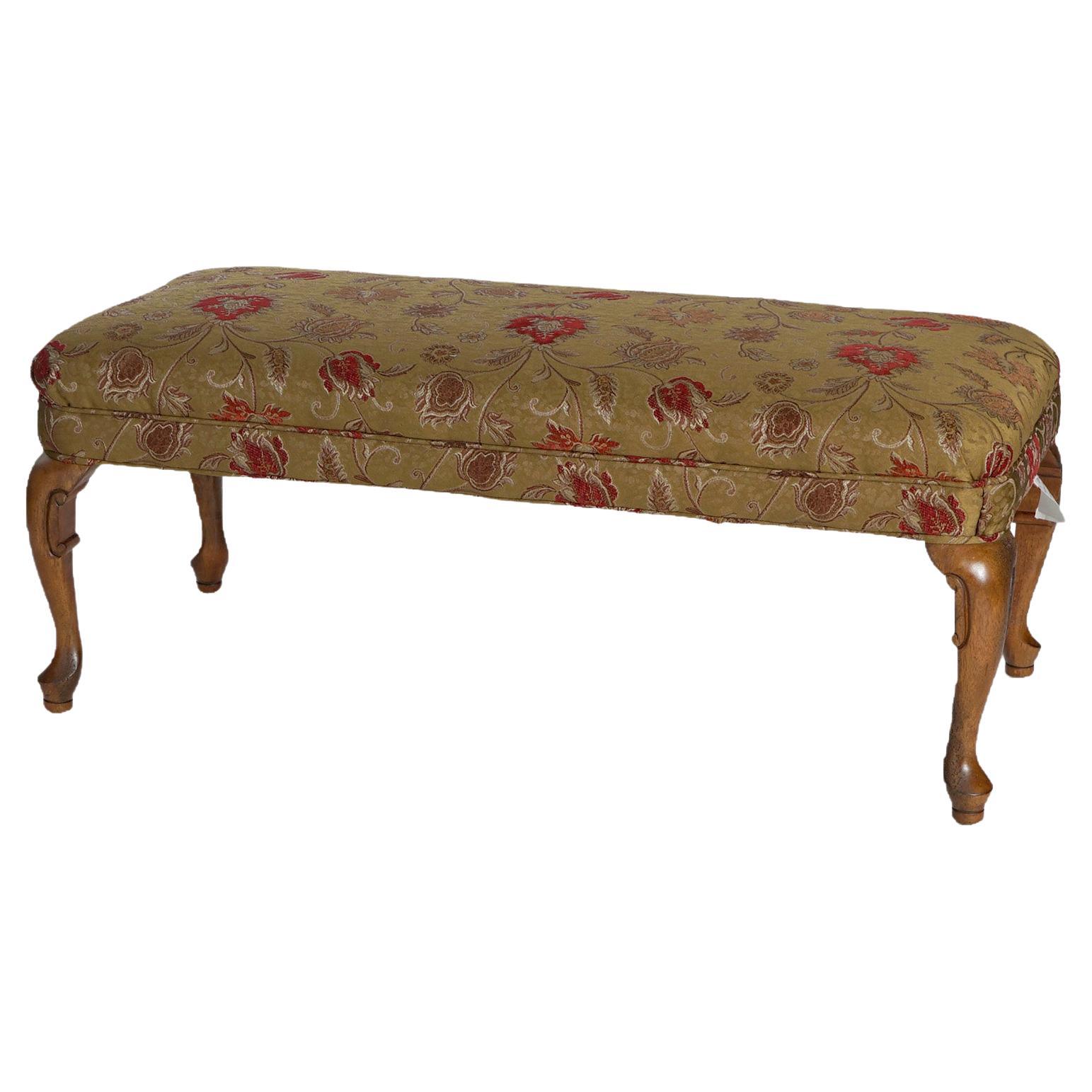 Queen Anne Style Upholstered Mahogany Long Bench 20th C For Sale