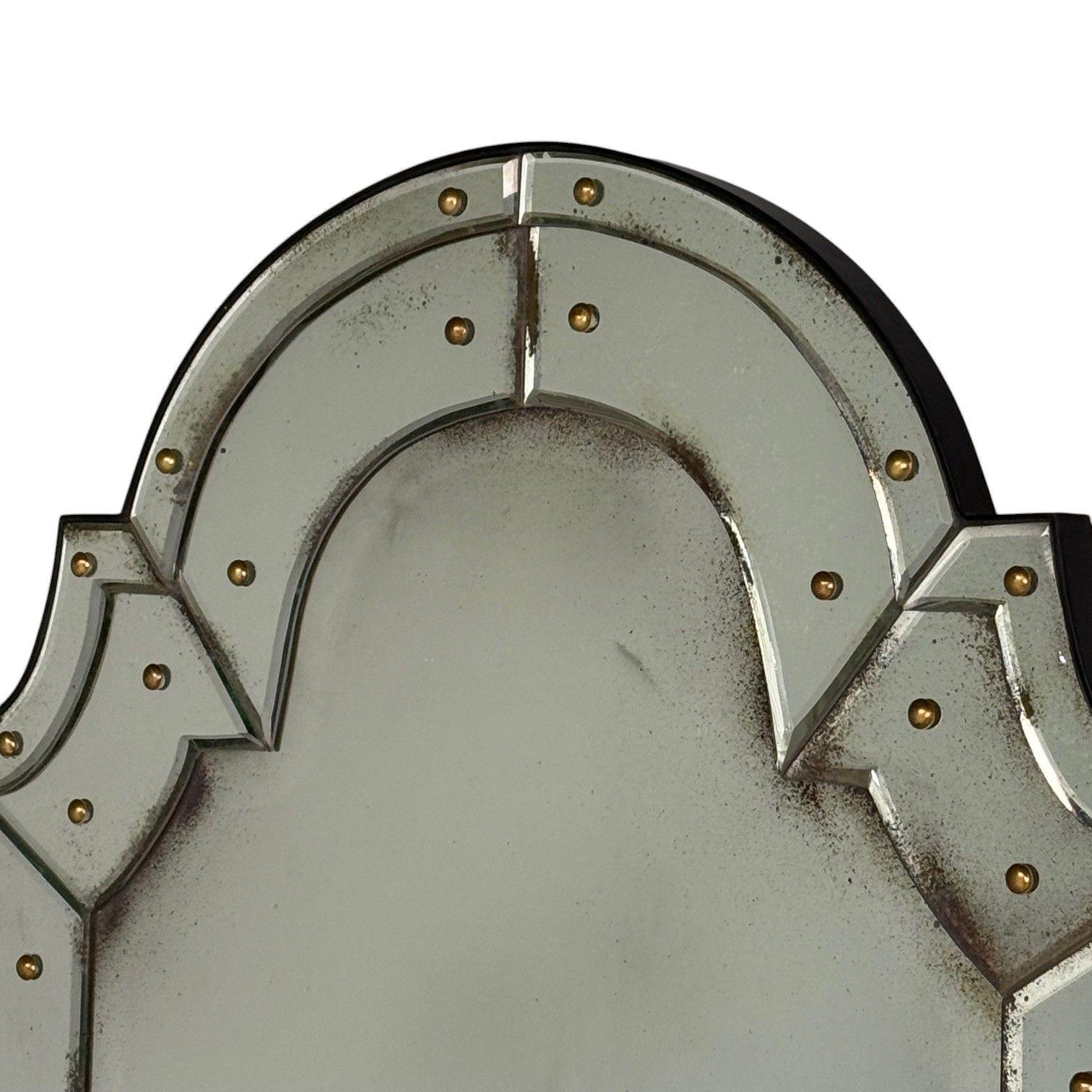 Queen Anne Style, Venetian Wall Mirrors, Antiqued Beveled Glass, Dome Top For Sale 6