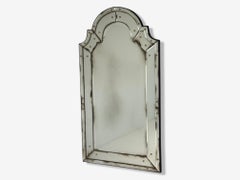 Queen Anne Style, Venetian Wall Mirrors, Antiqued Beveled Glass, Dome Top