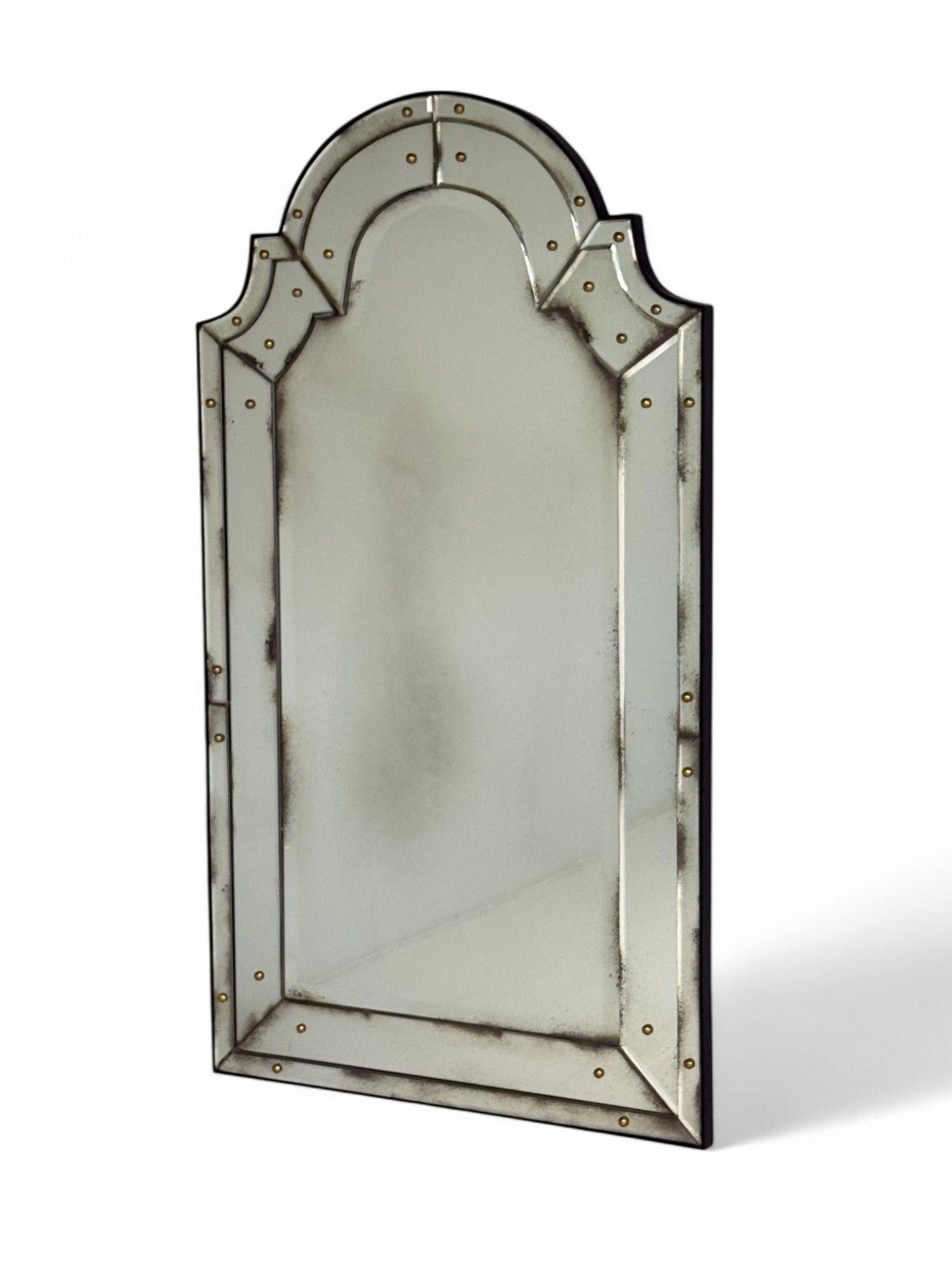 Queen Anne Style, Venetian Wall Mirrors, Antiqued Beveled Glass, Dome Top For Sale 3