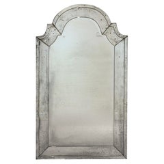 Queen Anne Style, Venetian Wall Mirrors, Antiqued Beveled Glass, Dome Top