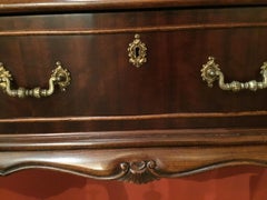 Queen Anne Style Vintage Console in Dark Walnut with Three Drawers
