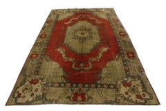 Queen Anne Style Vintage Turkish Oushak Area Rug