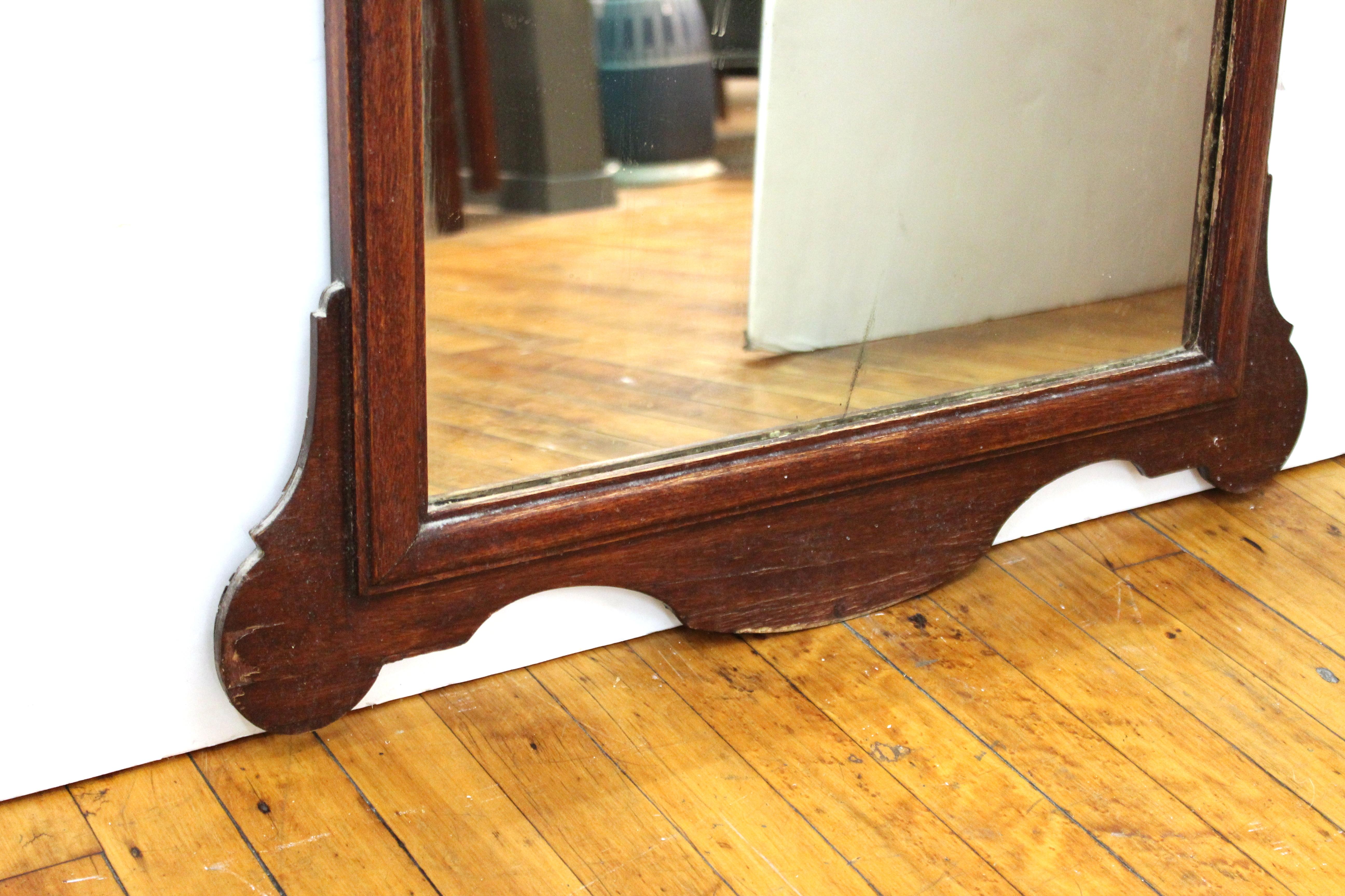 American Queen Anne Style Wall Mirror with Broken Pediment