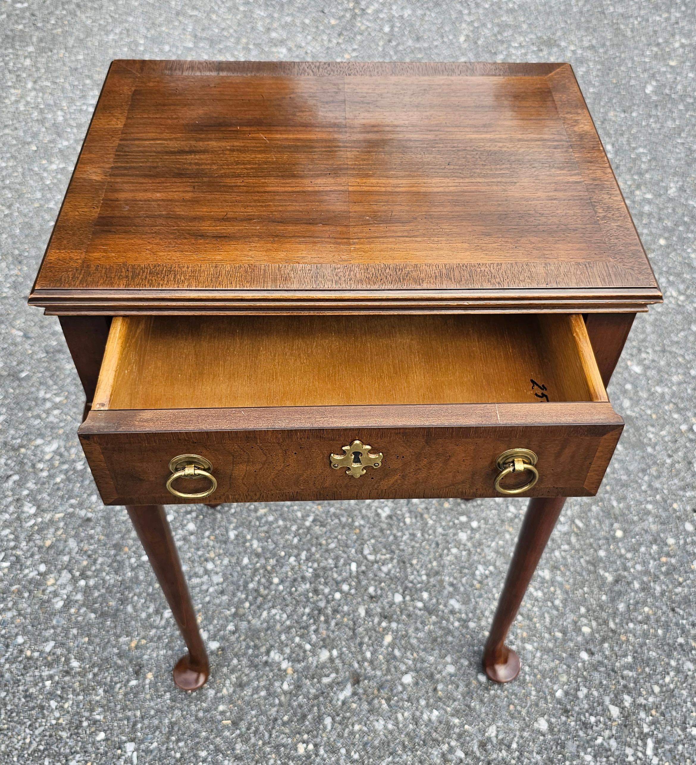 20th Century Queen Anne Style Walnut Banded Top Side Table For Sale