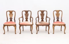 Queen Anne Style Walnut Dining Chairs, 4