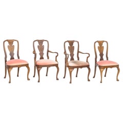 Queen Anne Style Walnut Dining Chairs, 4