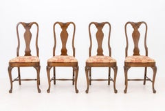Queen Anne Style Walnut Dining Chairs, 8