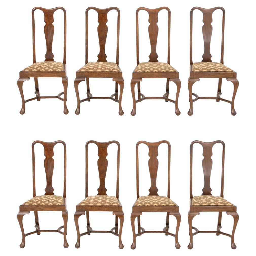 Queen Anne Style Walnut Dining Chairs, 8