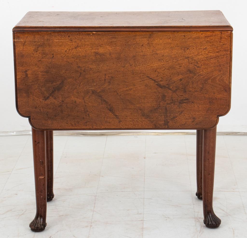 Queen Anne Style Walnut Drop Leaf Side Table, rectangular on tapering columnar legs with pad feet, two drop leaves and gateleg construction.

Dealer: S138XX