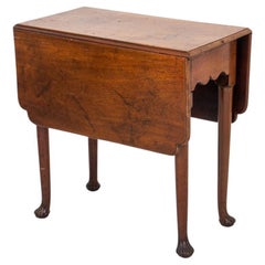 Retro Queen Anne Style Walnut Drop Leaf Side Table