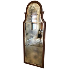 Queen Anne Style Walnut & Giltwood Tall Pier Mirror