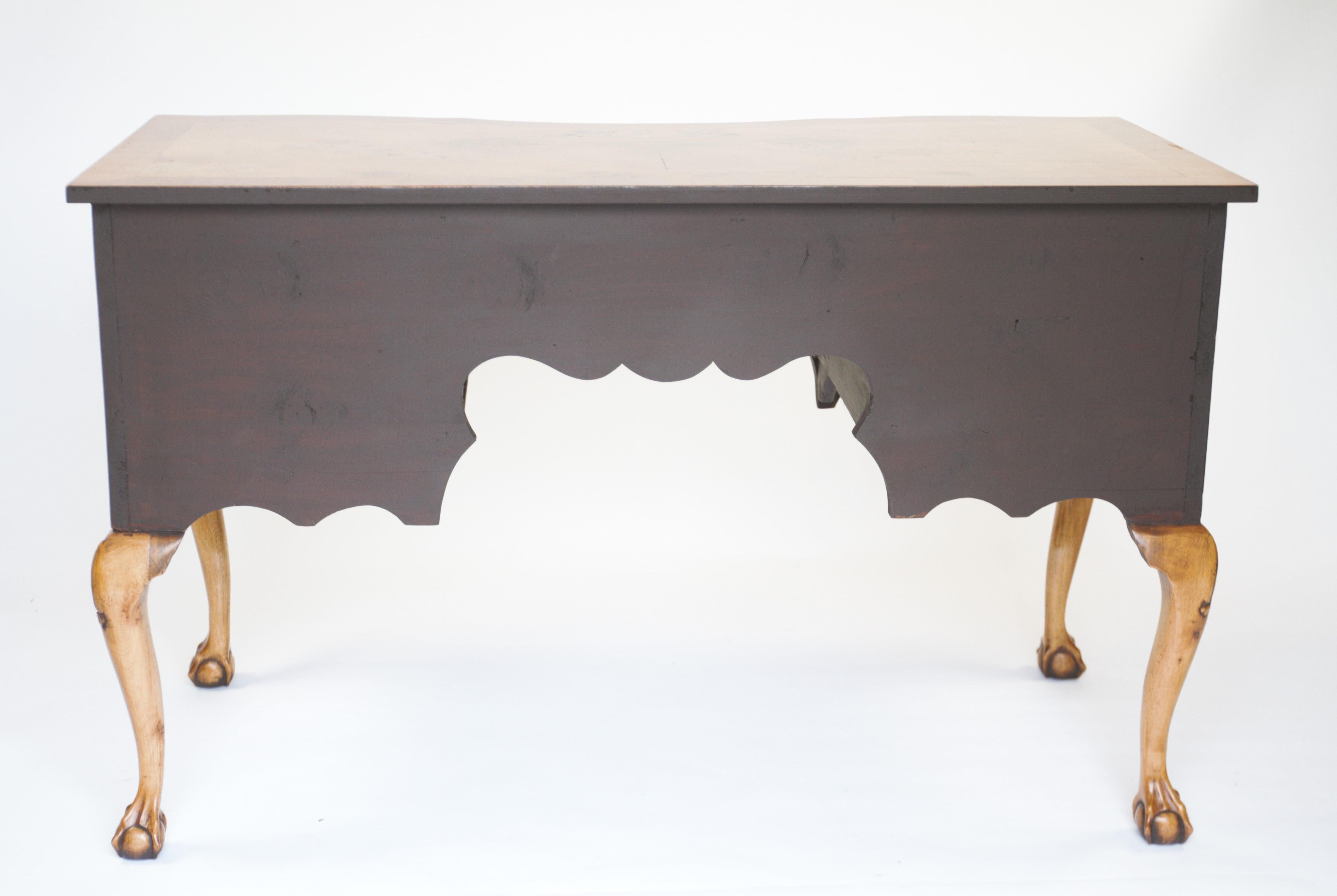 Queen Anne style Walnut Kneehole Dressing table with mirror & stool 1