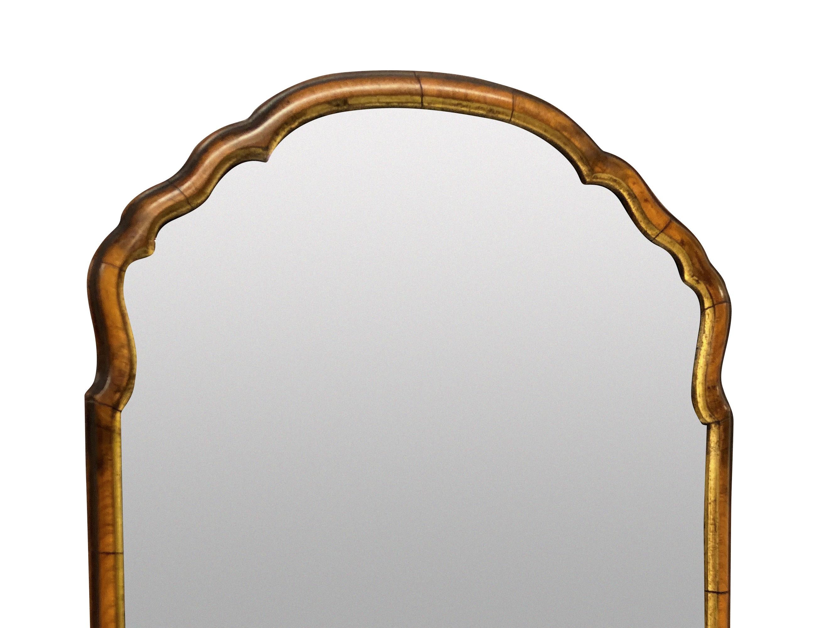 English Queen Anne Style Walnut Mirror