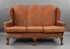 Queen Anne Style Walnut Three Seat Sofa