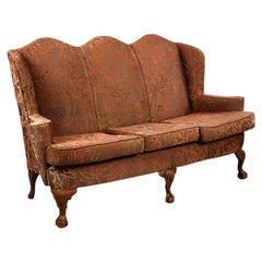 Queen Anne Style Walnut Three Seat Sofa