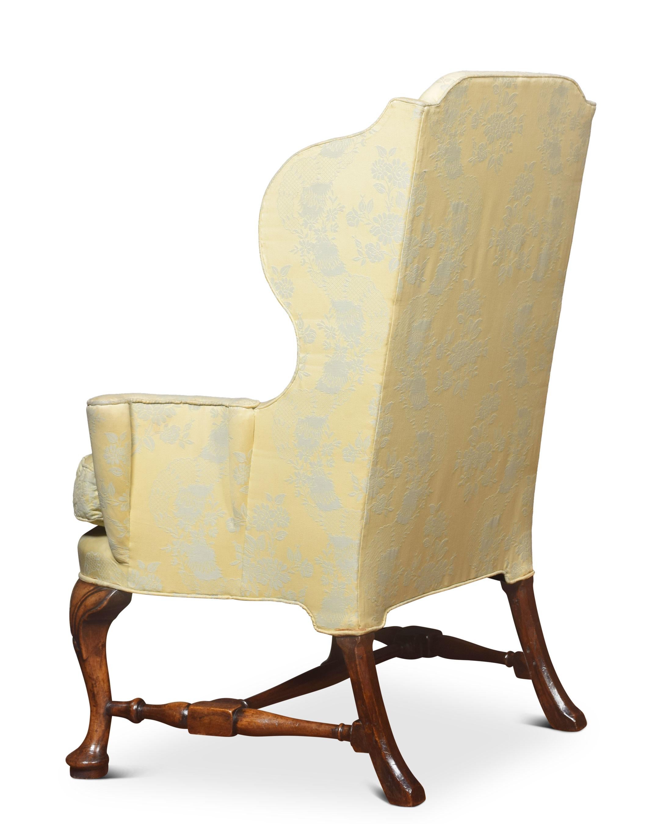 English Queen Anne Style Wing Armchair