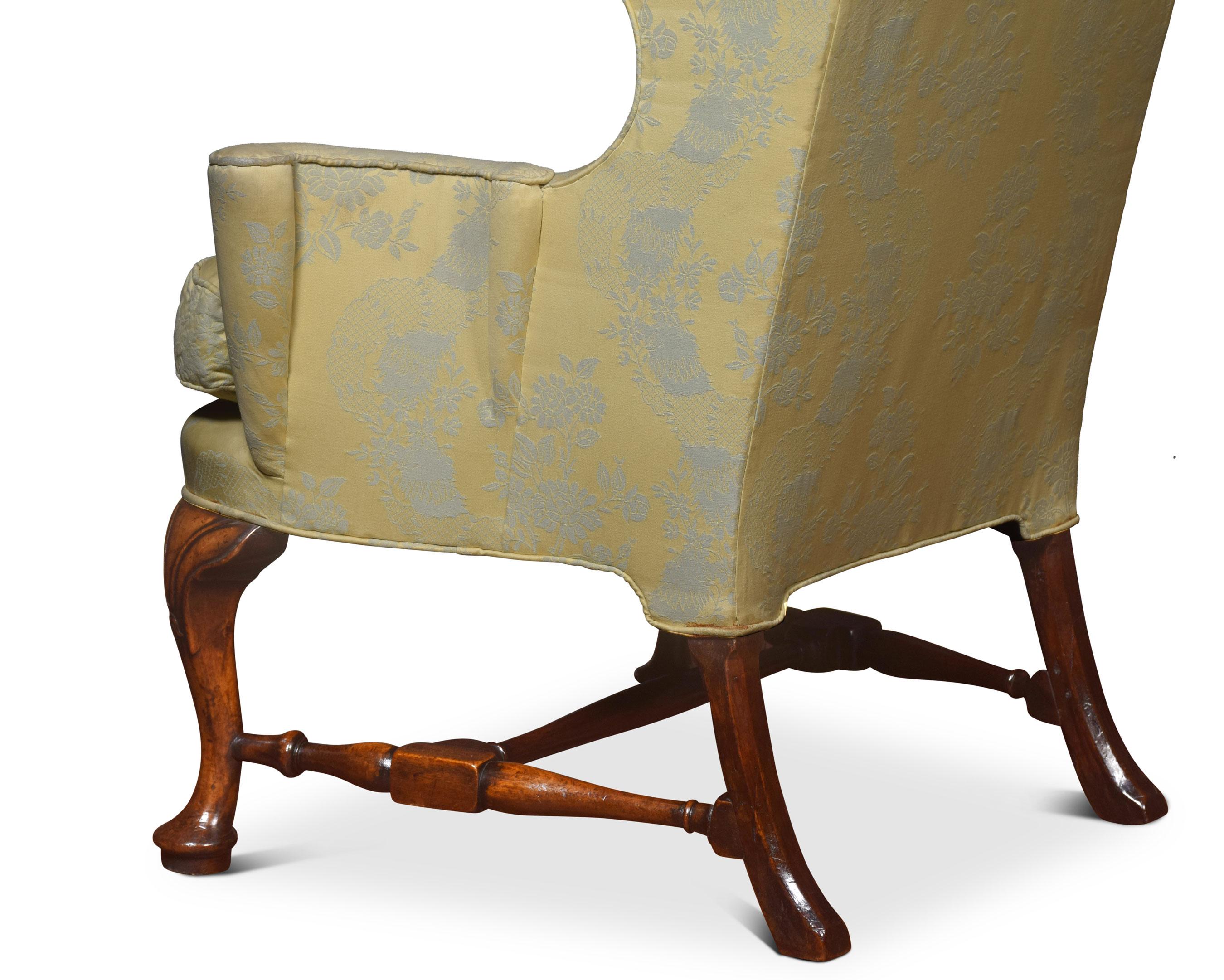 19th Century Queen Anne Style Wing Armchair