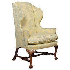 Antique Queen Anne Style Wing Armchair