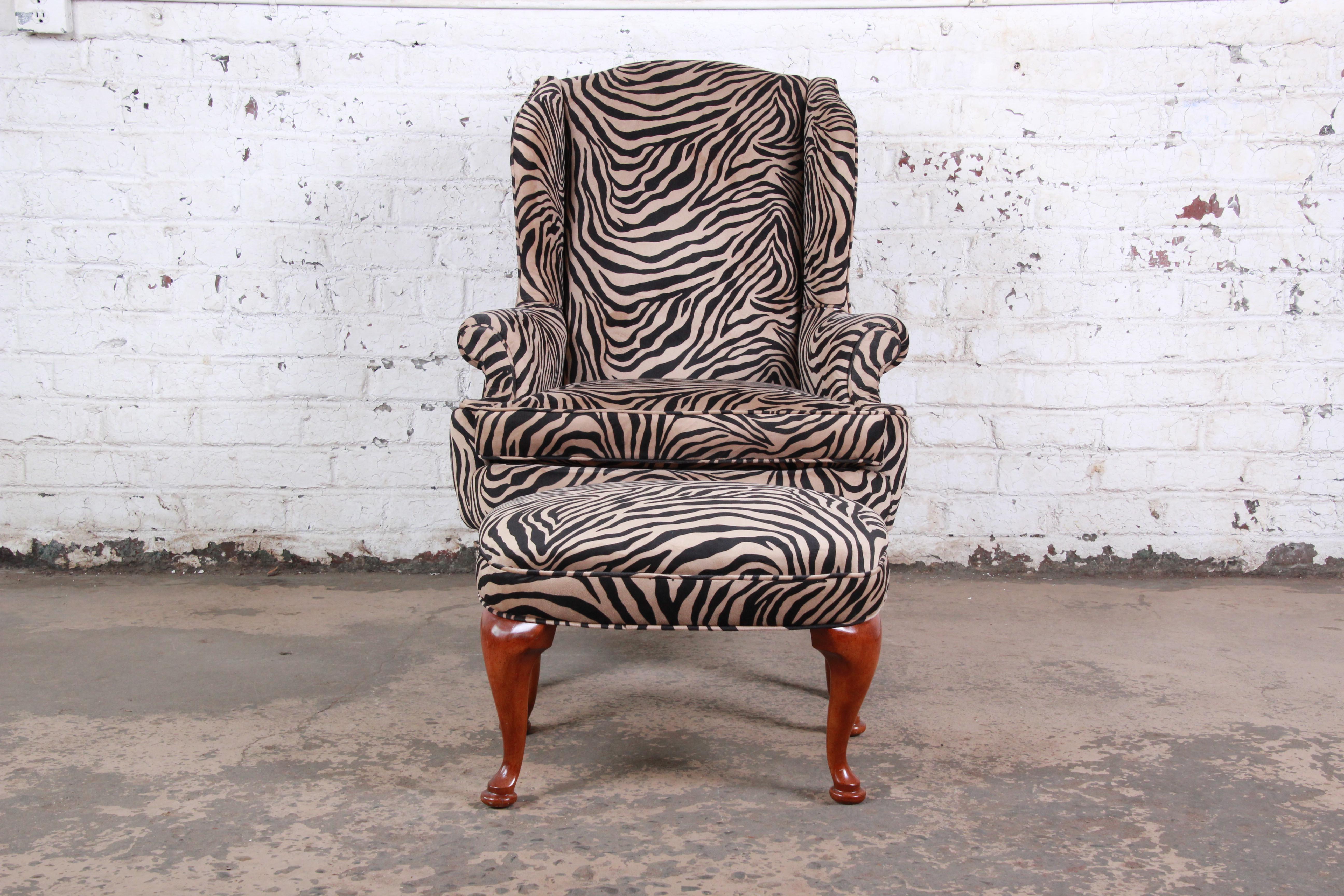 zebra print chair and ottoman