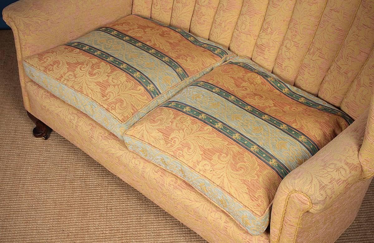 Queen Anne Style Wingback Settee, circa 1920 2