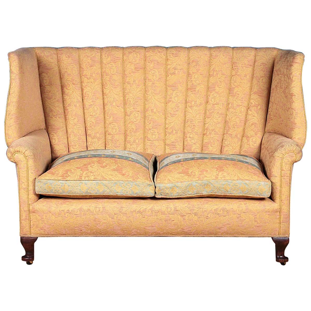 Queen Anne Style Wingback Settee, circa 1920