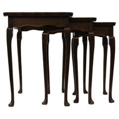 Vintage Queen Anne Styled Burled Wood Nesting Tables