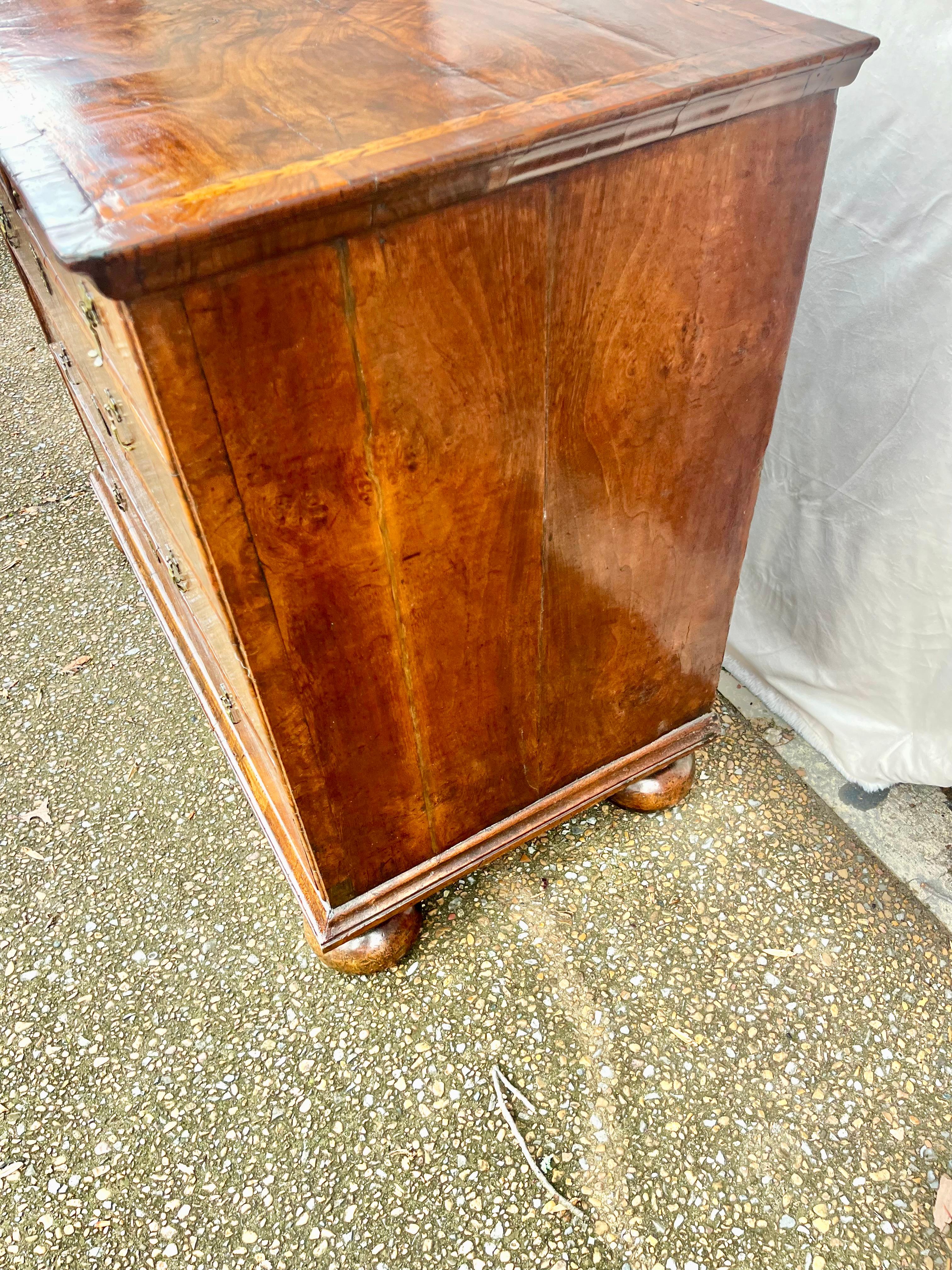 Queen Anne Transitional to George I Walnut Inlaid and Penwork Chest 4